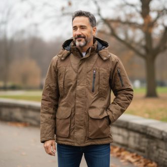 Téli meleg vadász kabát barna színben
