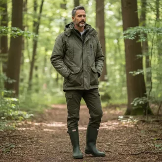 Téli meleg vadász kabát khaki színben