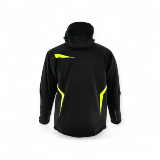   Sara Comfort Winter bélelt softshell hosszú kabát fekete - sárga