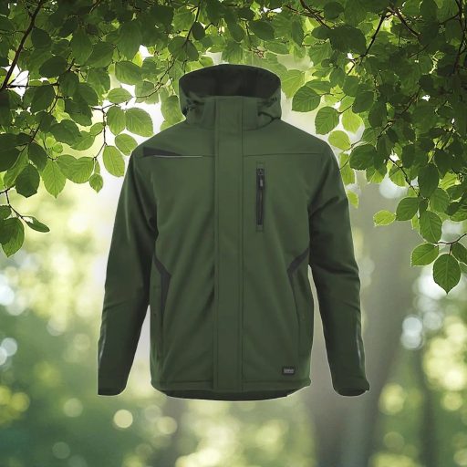 Sara Comfort Winter bélelt softshell hosszú kabát olíva zöld - fekete