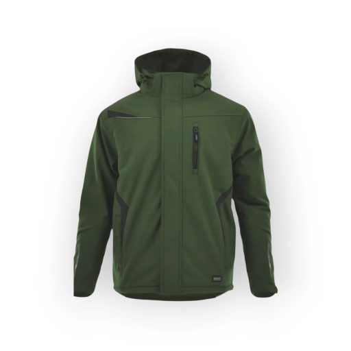 Sara Comfort Winter bélelt softshell hosszú kabát olíva zöld - fekete