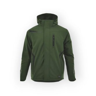   Sara Comfort Winter bélelt softshell hosszú kabát olíva zöld - fekete