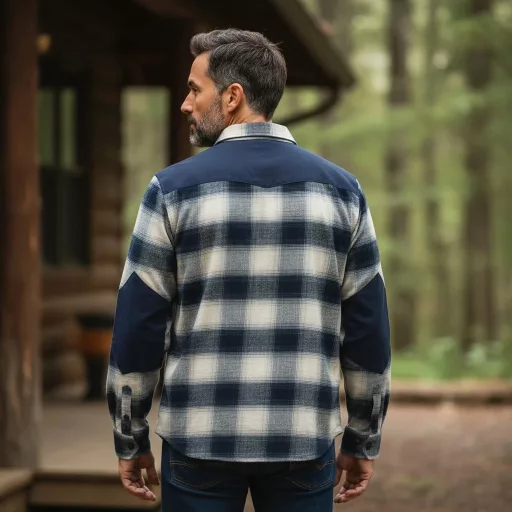 Sara Western Rancher flaneling - navy kék - szürke kockás