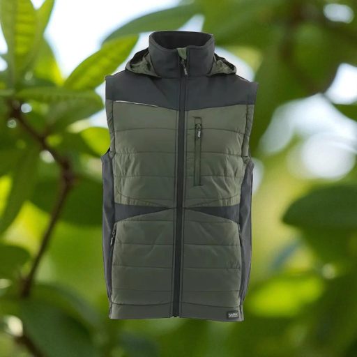 Sara Comfort Plus Hybrid kapucnis bélelt mellény fekete - zöld