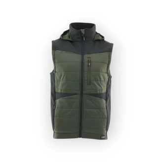   Sara Comfort Plus Hybrid kapucnis bélelt mellény fekete - zöld