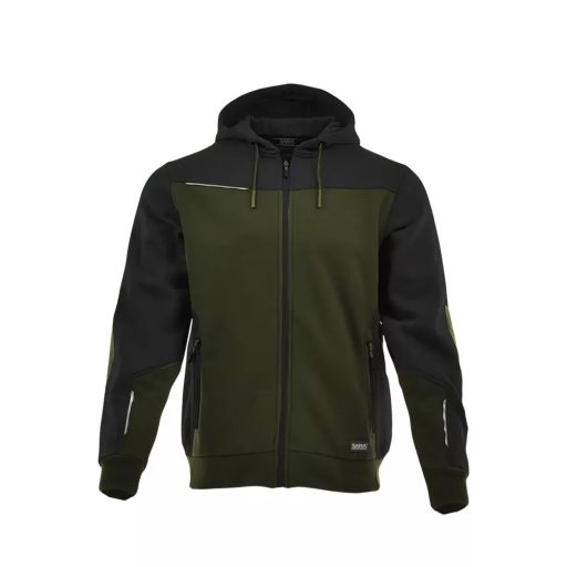 Sara Comfort Plus kapucnis pulóver olíva zöld - fekete