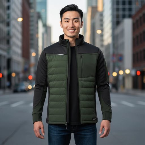 Sara Comfort Plus Hybrid cipzáras pulóver zöld - fekete