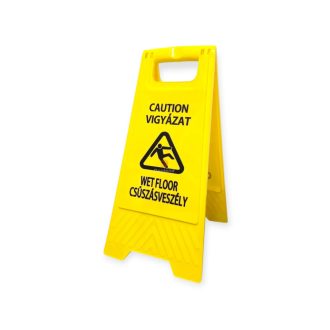   Csúszásveszély figyelmeztető tábla, angol magyar felirattal