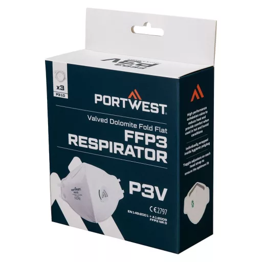 Portwest FFP3 szelepes Dolomit összehajtható lapos maszk (3 db)