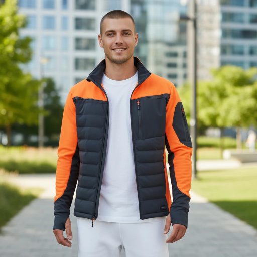 Sara Comfort Plus Hybrid cipzáras pulóver s.szürke - narancs