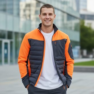   Sara Comfort Plus Hybrid cipzáras pulóver s.szürke - narancs